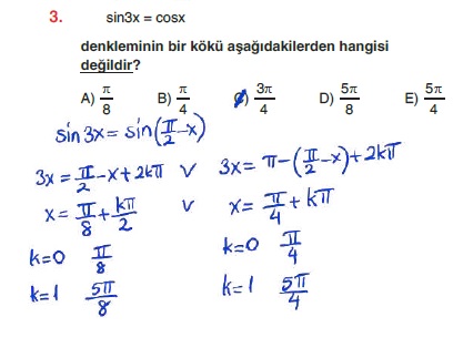 Acil Matematik Ayt Matematik Soru Bankasi Trigonometrik Denklemler Test 1 A Cozumleri Matematik Kitap Cozumleri Matematik Kalesi